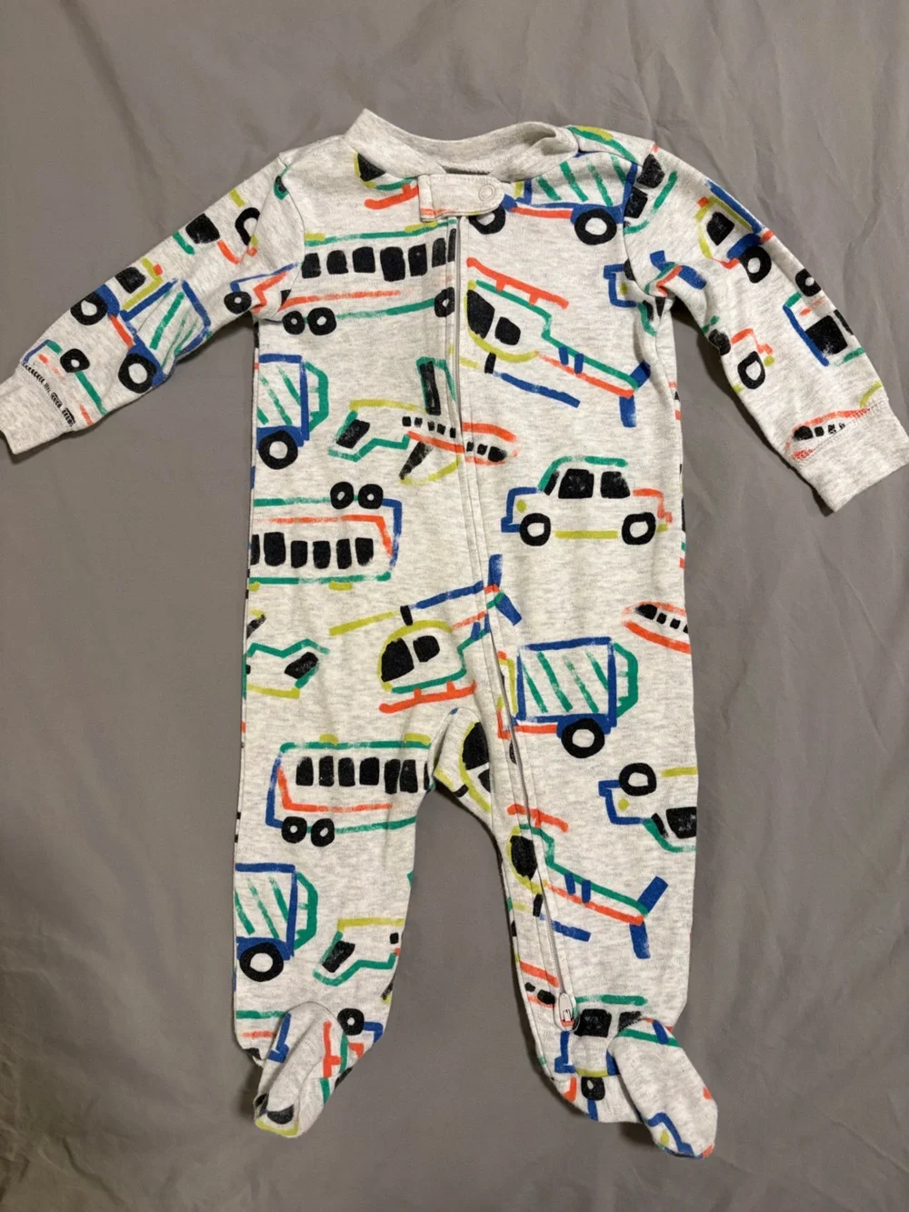 Carter's 6M Footed Pajama Bundle of 4 - Elephant, Dinos, Lions, Transportation